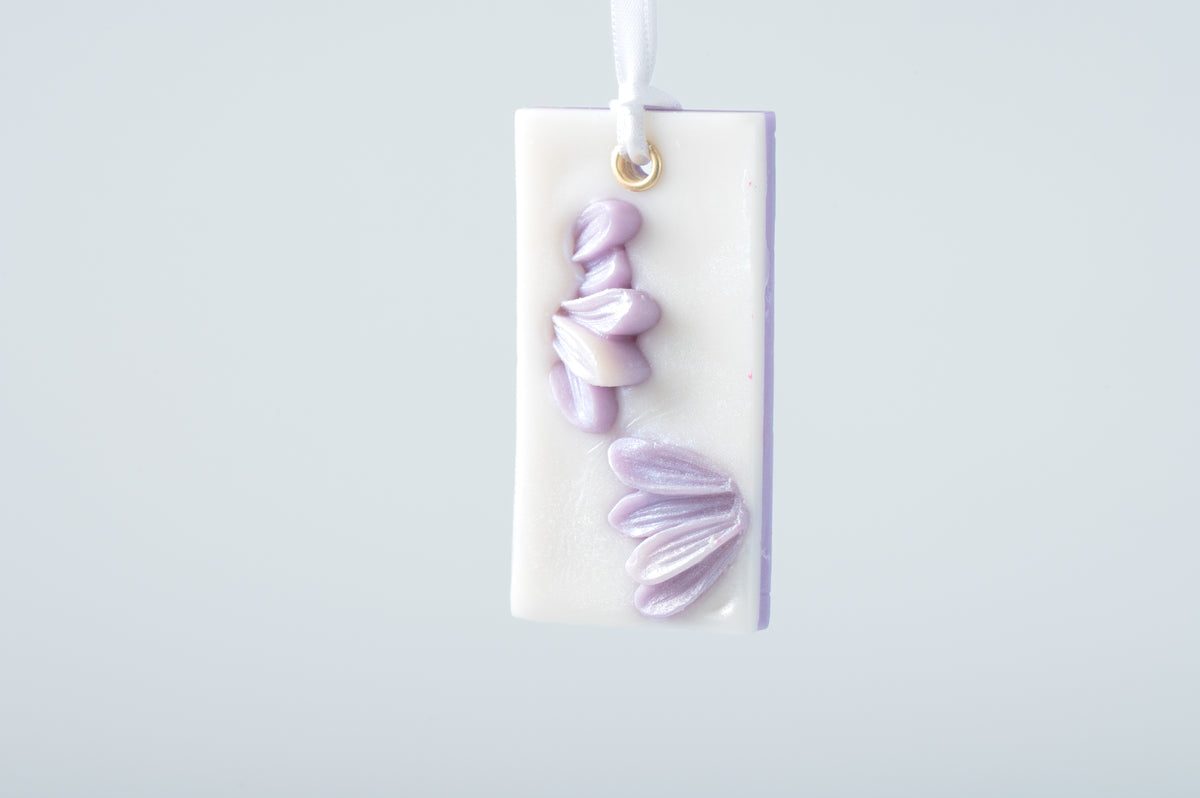 Odorizant parfumat decorativ Flora Scent Lilac din ceară naturală, cu inserții florale mov