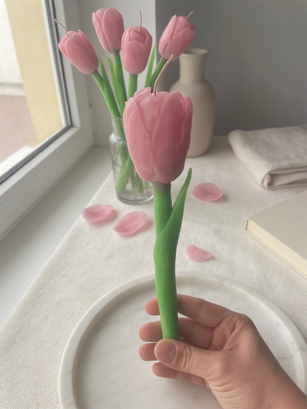 Floare realistă din ceară 100% naturală | The Tulip - Pink